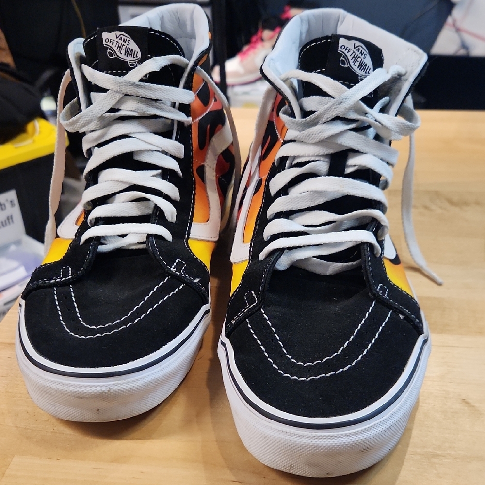 Vans SK8 High-Top Sneakers - flame - Black, White, Yellow, and Orange